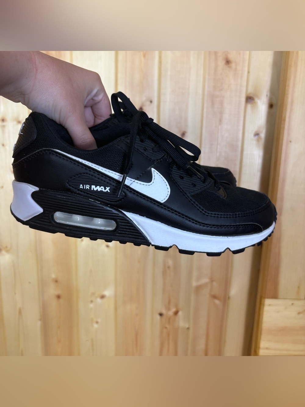 Nike Air Max 90 Blk White Leather Mesh Low Top DH8010-002 Sneaker US 8